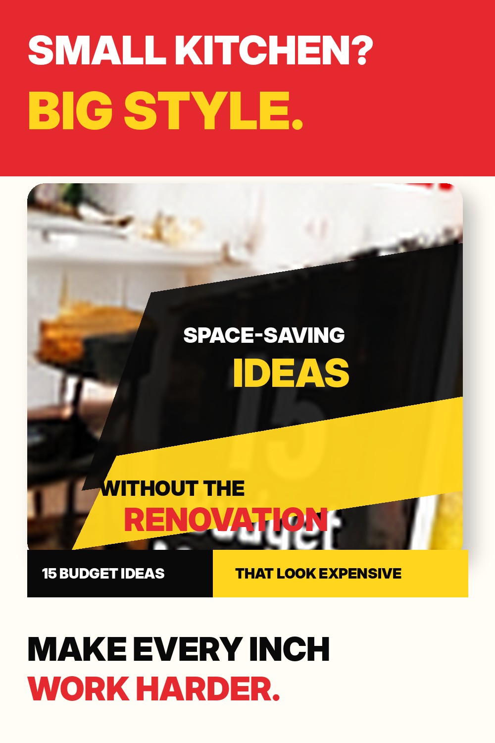 Small-kitchen red, yellow and white Pinterest Pin sample